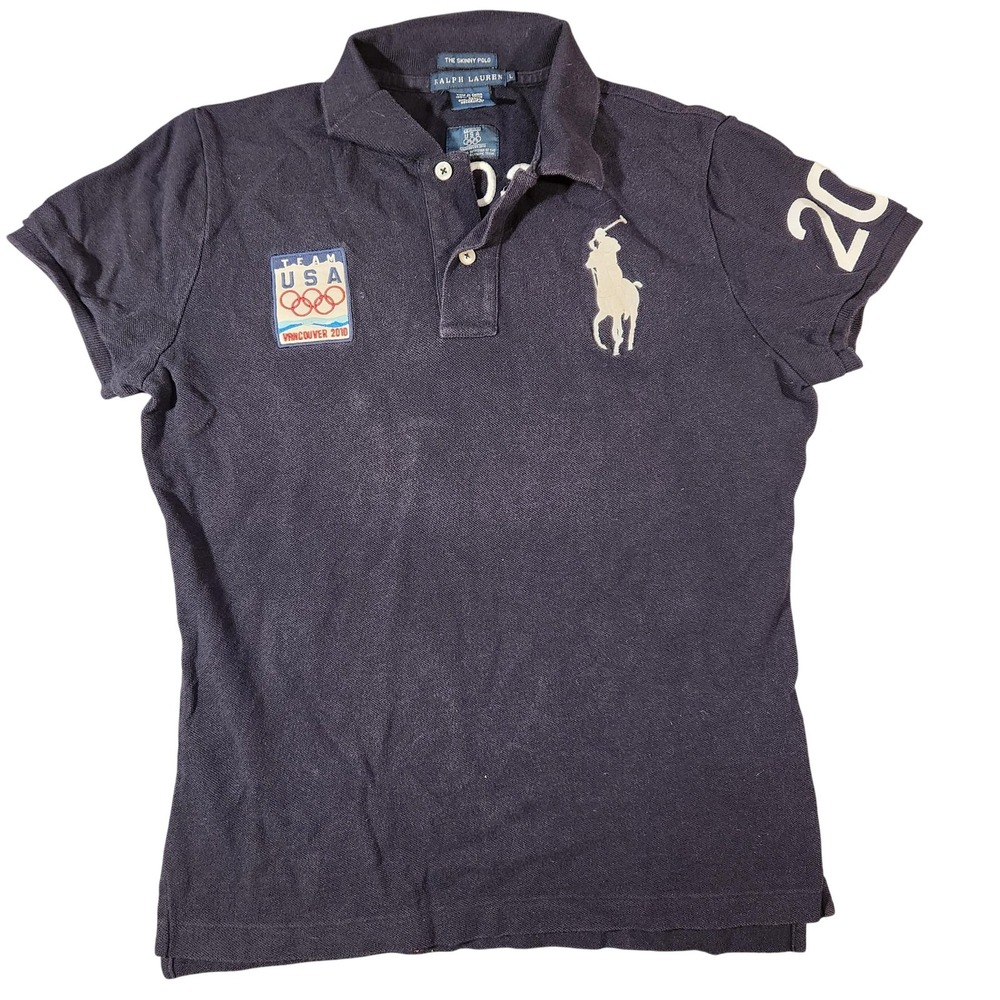 Ralph Lauren Polo Team USA Olympics Shirt Polo Womens Large Navy Vancouver 2010